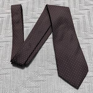 Vintage Christian Dior brown small red flower silk tie